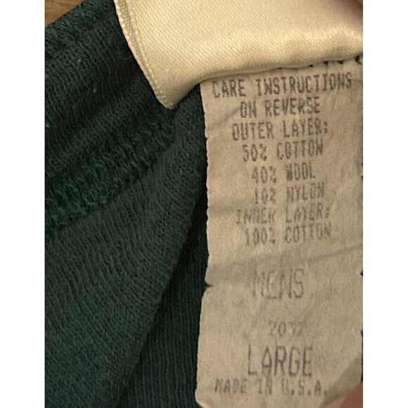 LL Bean Shirt Green River Driver’s Henley Mens L Cotton Wool Two Layer Vintage - Picture 4 of 4